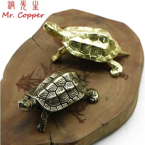 Vintage Brass Longevity Animal Turtle Figurines Miniatures Lucky Desktop Oranments Home Decoration Accessories Feng Shui Decors
