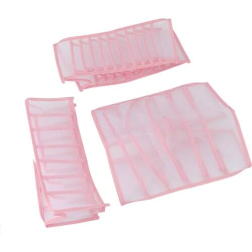 Three Piece Drawer Storage Box, Underwear Storage Compartment Box, Mesh Storage Box, Suitable for Socks, Bra, Tie