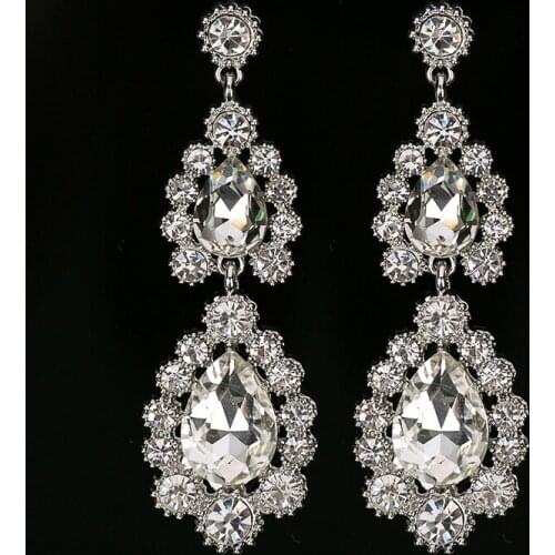 YFJEWE White Crystal Drop Earrings For Women Vintage Flower Silver Plated Bride Earrings Wedding Jewelry Accessories #E160