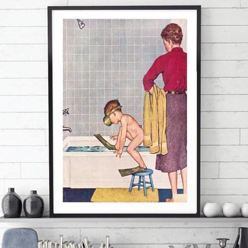 I Want To Dive Funny Bathroom Poster Wall Art Retro Canvas Painting Childrens Room Modern Home Decoration Frameless Picture