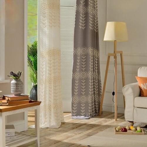 Modern Embroidery Window Curtain Embroidered Curtain Cotton and Linen High Shading Curtains for Living Room Bedroom Curtains