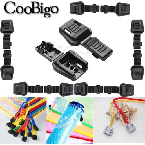 10pcs Zipper Pull Cord Ends Black plastic Clip for Backpack Paracord Sportswear Rope Lanyard Shoelace DIY Accessories