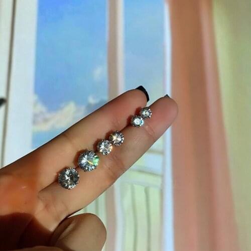 Piercing Womens Earrings Man Gold Color Vintage Simple Geometry Round Zircon Stud Ear Rings Accessories Trendy Jewelry E035