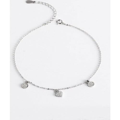 YPAY 925 Sterling Silver Small Heart Charm Anklet For Women S925 Ankle Bracelets Adjustable Fine Jewelry Drop Shipping YMA025