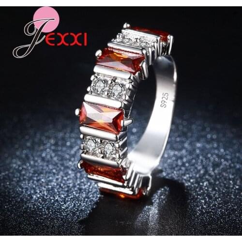 High Quality Fashion Rings Jewelry Red AAA Austrian Crystal 925 Sterling Silver Engagement Wedding Finger Rings For Woman