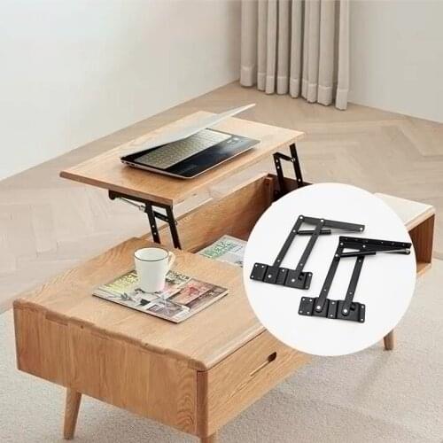 1 Set 2pcs Folding Spring Tea Table Hinge Furniture Lift Up Top Mechanism Hardware Lifting Rack Shelf for Coffee ComputerTable