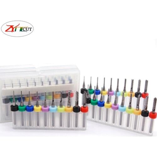 10pcs set 0.6-1.5mm 1.1-2.0mm 0.8-3.175mm tungsten steel titanium coated nano coating PCB circuit board corn milling cutter