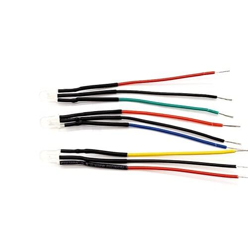 100Pcs 3V 5V 6V 9V 12V 24V 36V 48V 110V 220V 5mm Double Color Common Anode LED With 20cm Wire White&Red, White&Blue