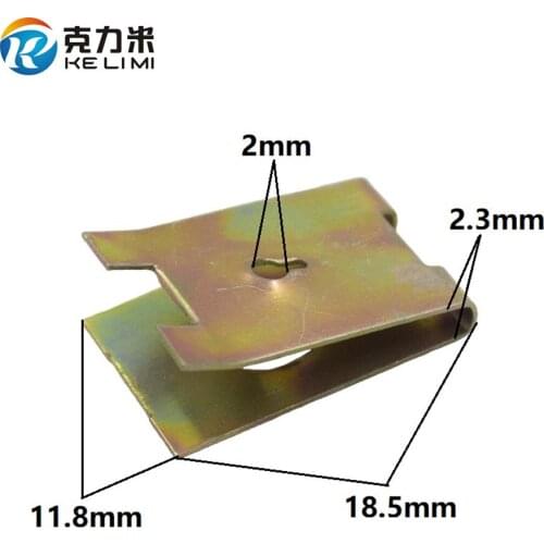 100 Pcs Fits 2mm Spires Screw Fixed Bronze Tone Spring U-Type Gasket Metal Fastener Clips