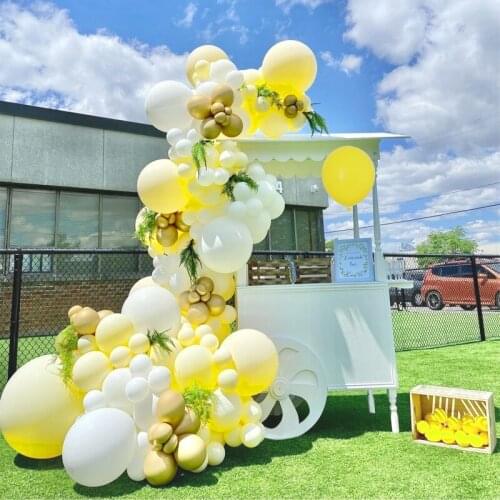 143Pcs Yellow White Balloons Garland Arch Kit Gold Metallic Balloon Happy Birthday Wedding Party Decorations Baby Shower Globos