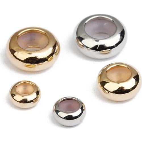 20pcs Copper Beads 6mm 8mm 10mm Stopper Spacer Beads with Silicone Rubber fit Slider Bracelet DIY Jewelry Making Findings