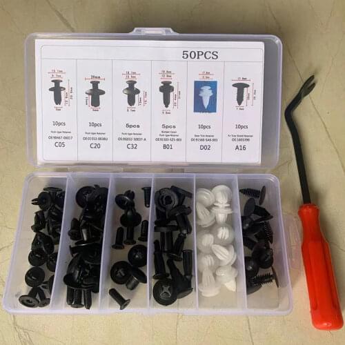 50/100Pcs Mixed Auto Fastener Car Bumper Clips Body Push Retainer Pin Rivet Door Trim Panel Retainer Universal Fastener Kit