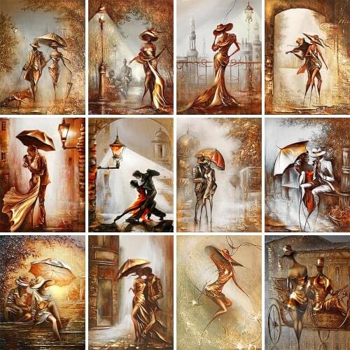 5D Diy Diamond Painting "Romantic Elegant Couple Ladies" Square Diamond Embroidered Mosaic Cross Stitch Art Decoration Wall Gift