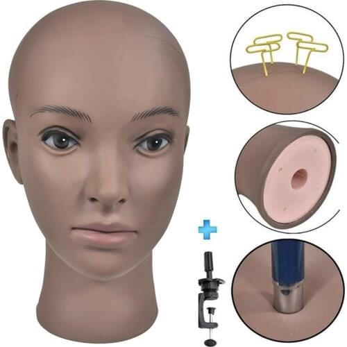 Afro Hairdressing Bald Training Head Cosmetology Mannequin Head for Wigs Making and Display with Free clamp