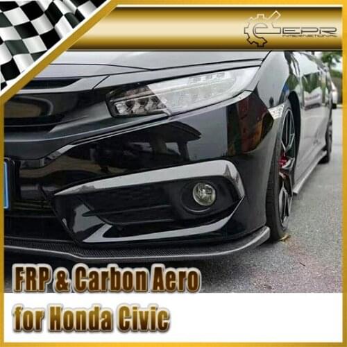 Car Accessories For Civic FC 10th Generation CM-Style Carbon Fiber Front Bumper Canard Glossy Fibre Racing Auto Body Kit Trim