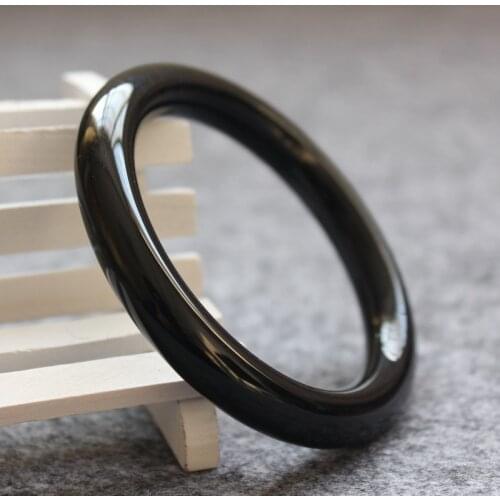 Natural Jade Bangle Bracelet Men Gifts Charm Jewelry for Women Black Round Bangle Jadeite Fashion Accessories