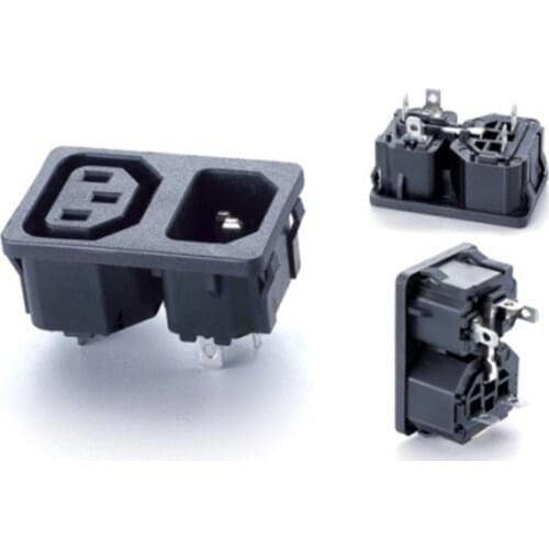 Black IEC320 C13 C14 AC PDU UPS Power outlet 2way power desktop outlet Embedded electrical Panel Receptacle AC socket 10A