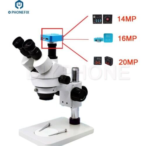 7X-45X Stereo Zoom Microscope 14MP 16MP 20MP HDMI Digital Video Microscope Camera For Mobile Phone PCB Soldering Repair