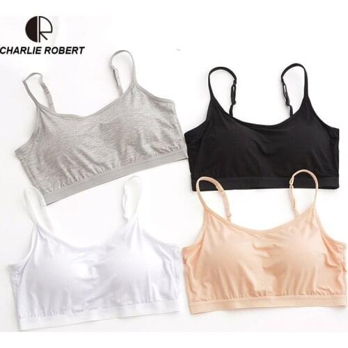 CR Summer Crop Top Women Modal Build in Bra Solid Plus Size T Shirt Women Padded Bra spaghetti strap Top Vest Drop Shipping