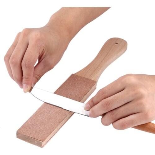 Wooden Handle Leather Sharpeners Double Sided DIY Home Kitchen Knives Accessory Sharpening Strop Handmade Razors Polishing Tool
