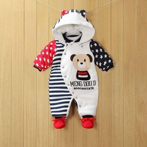 2020 NEW Baby Rompers Winter Thick Warm Baby boy Clothing Long Sleeve Hooded Jumpsuit Kids Newborn Outwear for 0-12M