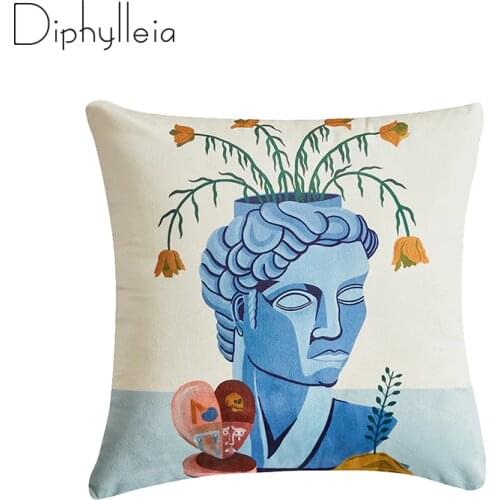 Diphylleia Thailand Style Cushion Cover Designer Buddha Head And Flower Print Super Soft Velvet Throw Pillow Case Luxury Coussin