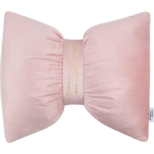 Nordic pure color lovely sofa waist pillow comfortable smooth embroidery velvet cushion creative bow knot blending bedside mat