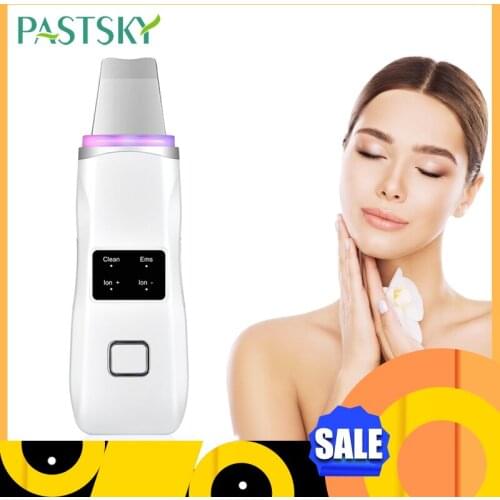 Ultrasonic Light Therapy Skin Scrubber LED Photon Ion Deep Face Cleaning Vibration Massager Blackhead Exfoliating Pore Cleaner