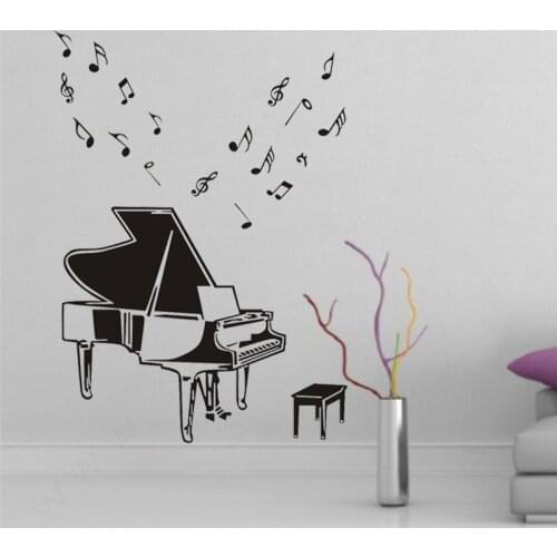 JJRUI Concert Grand Piano Classical Musical Notes & Instruments Wall Stickers Music Art Decals Room Vinyl Stickers