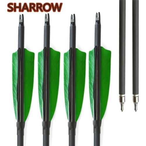 12pcs 31.5" Archery Carbon Arrows Spine 500 Turkey Feathers Points Tips Hunting Arrow For Outdoor Hunting Shooting Accessories