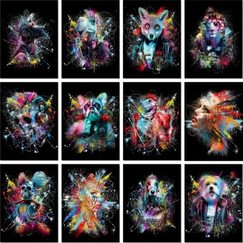 Gatyztory 60×75cm Animal Painting By Number Handpainted Kits Canvas Drawing Acrylic Paints Art Unique Gift Wall Decor Frame