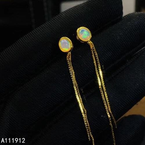 KJJEAXCMY fine jewelry natural opal 925 sterling silver women earrings long paragraph support test classic