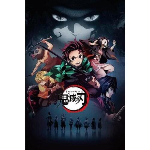 Lot style Japanese Anime Demon Slayer Kimetsu no Yaiba Kamado Tanjirou Kamado Nezuko Art print Silk poster Home Wall Decor