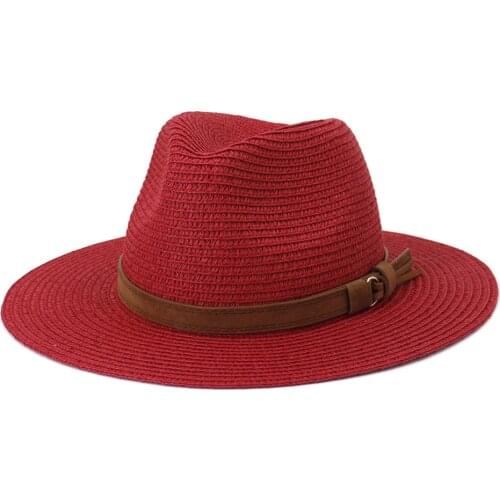 New Spring Summer British Classic Outdoor Beach Straw Jazz Panama Hat for Women Men Sun Protection Visor Wide Brim Hat