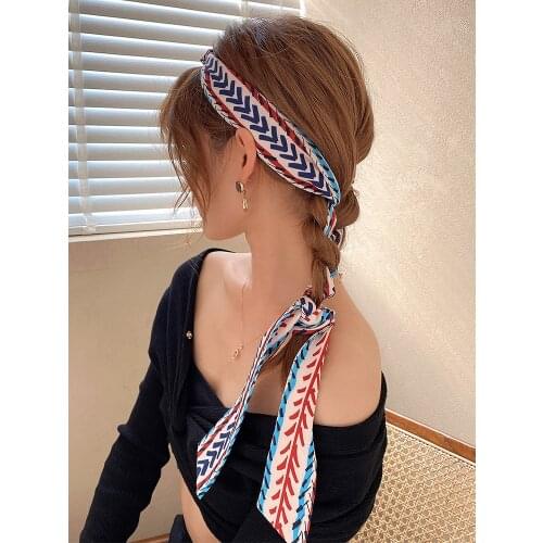 New French Super Fairy Silk Scarf Retro Long Ribbon Headdress Hair Ring Tie Hair Ribbon Head Rope Hair Tie Hair Tie
