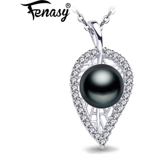 FENASY Natural Pearl Necklace For Women Pearl Jewelry Personalized Pendant With Chain Cubic Zirconia Choker Necklace Wholesale