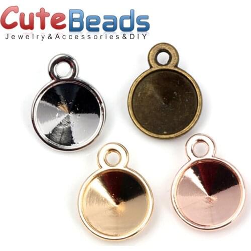 14mm 8pcs / lot Multicolor plating round Jewelry interface size 12mm Charm jewelry discovery for DIY bracelet making