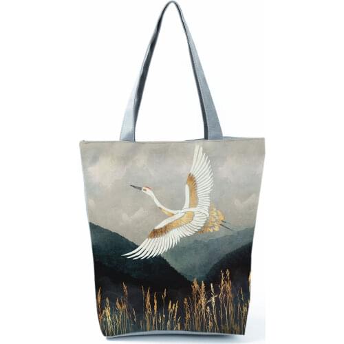 Japanese Style Ukiyoe Print Tote Bag High Capacity Fabric Bag Casual Folding Shopping Bag Outdoor Beach Bag Everyday Handbags