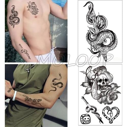 Tattoo Sticker Snake Sword Big Eye Leaf Temporary Waterproof Fake Tattoo Halloween Stickers Body Art for Men Women Boys