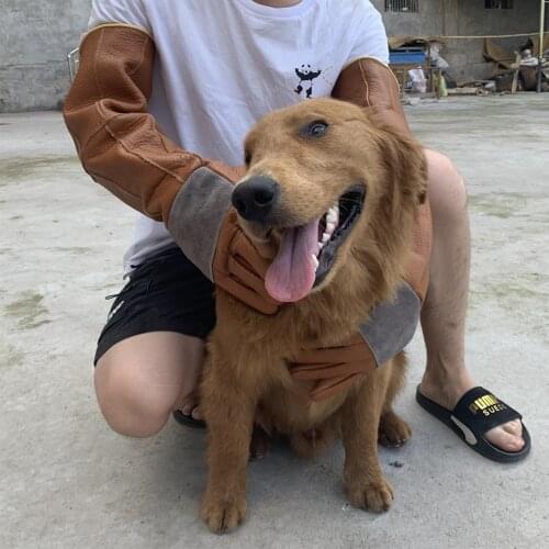 Thickness Anti-bite Anti-scratch Gloves For Large Dog Cat Bird Cowhide Protective Gloves For Training Feed Pet Taking Bath
