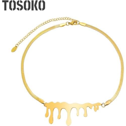 TOSOKO Stainless Steel Jewelry Water Drop Element Pendant Necklace Womens Fashion Clavicle Chain BSP289