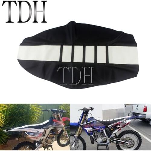 Universal Black/White Dirt Bike Traction Seat Cover Ribbed For SX MSX SXF Kawasaki KLX KX85 KX100 YZ125/250/450 MX Enduro