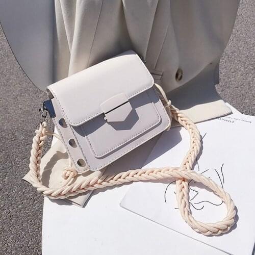 Braided Shoulder Strap Design PU Leather Crossbody Bags For Women 2021 Lady Shoulder Messenger Bags Female Luxury Flap Handbag