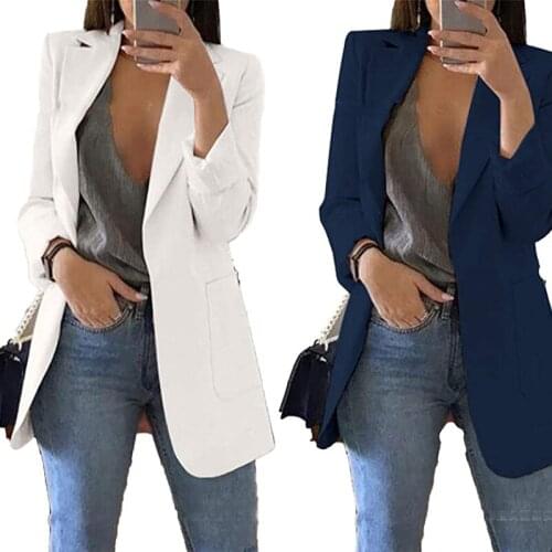 Womens Blazer Jackets Spring Autumn Casual Plus Size 5XL Fashion Basic Notched Slim Solid Coats Office Ladies