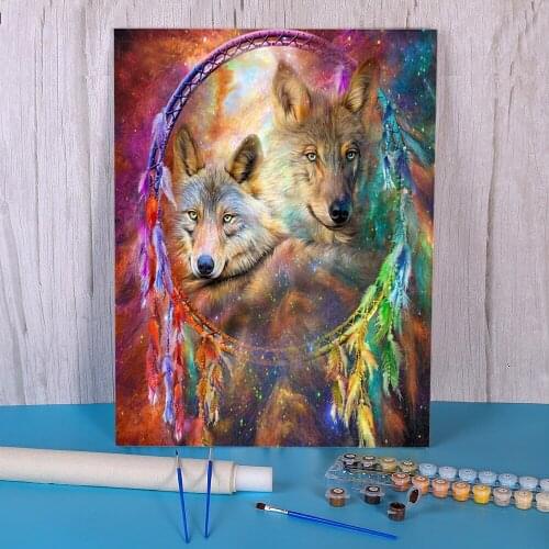 Animal Wolf DIY Painting By Numbers Complete Kit Acrylic Paints 40*50 Picture By Numbers Photo New Design Crafts For Wholesale
