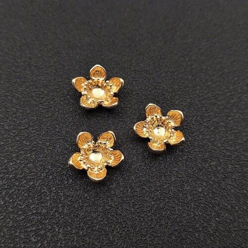10 PCS 13x14mm Metal Alloy Flowers Bead Cap Stamen Flowers Base For DIY Jewelry Making