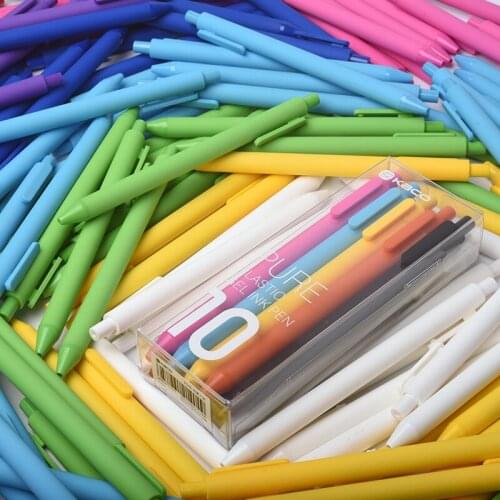 10pcs Kaco PURE Candy Color Matte Silicone Gel Pen 0.5mm Black Refills Unisex Gel Pens for Student Gift Writing Stationery