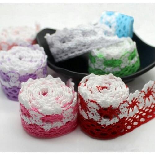 10 yards 2.5 cm Lace Trims for Wedding Decor Ribbon Clothes Trimmings Home Textiles Apparel Sewing 5 Colors