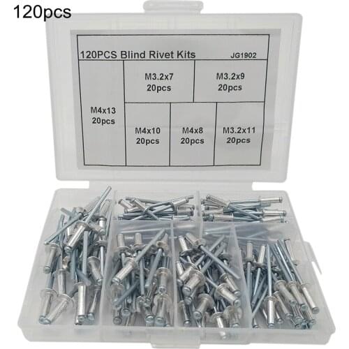 120pcs Nail Decoration Aluminium Blind Rivet Pop Rivet kits