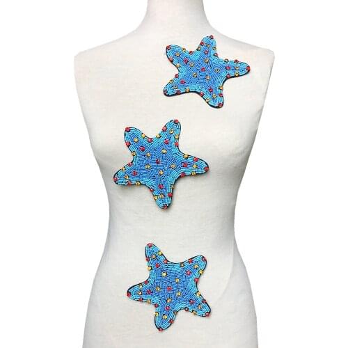 3pc Star Beaded Applique Rhinestone Patch Stars Appliques Sew On Patches For Clothing Parches Bordados Para La Ropa AC1410